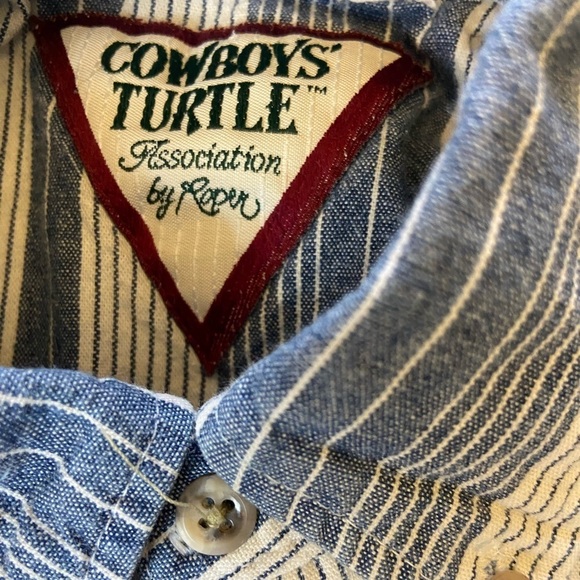Vintage Cowboys Turtle Blue Plaid Button-down Shirt - Picture 8 of 9